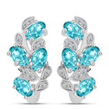 Cercei din Argint 925 ( 4.48 grame ) cu Cuarț Paraiba și Topaz Alb 1.52 Carate