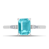 Inel din Argint 925 ( 2.36 grame ) cu Cuarț Paraiba și Zircon Alb 1.54 Carate
