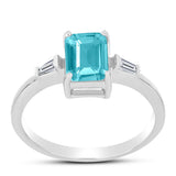 Inel din Argint 925 ( 2.36 grame ) cu Cuarț Paraiba și Zircon Alb 1.54 Carate