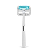 Inel din Argint 925 ( 2.36 grame ) cu Cuarț Paraiba și Zircon Alb 1.54 Carate