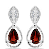 Cercei din Argint 925 ( 3.29 grame ) cu Granat Barton și Topaz Alb 1.11 Carate