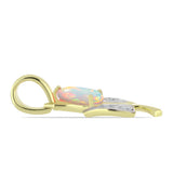 Pandantiv din Argint 925 Placat cu Aur ( 1.23 grame ) cu Opal Welo și Topaz Alb 0.56 Carate