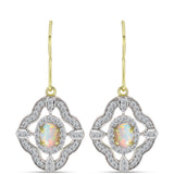 Cercei din Argint 925 Placat cu Aur ( 3.88 grame ) cu Opal Welo și Topaz Alb 1.29 Carate
