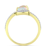 Inel din Argint 925 Placat cu Aur ( 2.24 grame ) cu Opal Welo și Topaz Alb 0.69 Carate