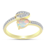 Inel din Argint 925 Placat cu Aur ( 2.24 grame ) cu Opal Welo și Topaz Alb 0.69 Carate