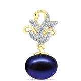 Pandantiv din Argint 925 Placat cu Aur ( 0.99 grame ) cu Perlă de Cultură Neagră și Topaz Alb 5.52 Carate