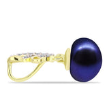 Pandantiv din Argint 925 Placat cu Aur ( 0.99 grame ) cu Perlă de Cultură Neagră și Topaz Alb 5.52 Carate