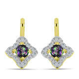 Cercei din Argint 925 Placat cu Aur ( 2.57 grame ) cu Topaz Mistic și Topaz Alb 0.68 Carate