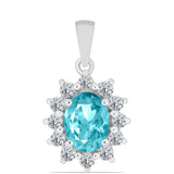 Pandantiv din Argint 925 ( 1.59 grame ) cu Cuarț Paraiba și Topaz Alb 1.58 Carate