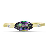 Inel din Argint 925 Placat cu Aur ( 1.55 grame ) cu Topaz Mistic și Topaz Alb 0.91 Carate