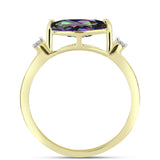 Inel din Argint 925 Placat cu Aur ( 1.55 grame ) cu Topaz Mistic și Topaz Alb 0.91 Carate