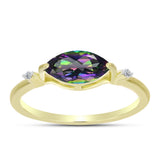 Inel din Argint 925 Placat cu Aur ( 1.55 grame ) cu Topaz Mistic și Topaz Alb 0.91 Carate