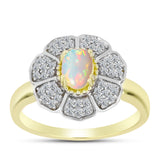 Inel din Argint 925 Placat cu Aur ( 4.22 grame ) cu Opal Welo și Topaz Alb 0.85 Carate