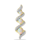 Pandantiv din Argint 925 Placat cu Aur ( 1.81 grame ) cu Opal Welo și Topaz Alb 0.8 Carate