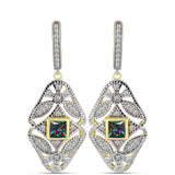 Cercei din Argint 925 Placat cu Aur ( 6.91 grame ) cu Topaz Mistic și Topaz Alb 1 Carate