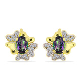 Cercei din Argint 925 Placat cu Aur ( 4.11 grame ) cu Topaz Mistic și Topaz Alb 1.75 Carate