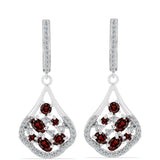 Cercei din Argint 925 ( 5.67 grame ) cu Granat Barton și Topaz Alb 2.77 Carate