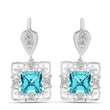 Cercei din Argint 925 ( 6.06 grame ) cu Cuarț Paraiba și Topaz Alb 4.57 Carate