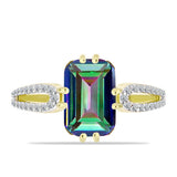 Inel din Argint 925 Placat cu Aur ( 3.7 grame ) cu Topaz Mistic și Topaz Alb 3.87 Carate