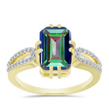 Inel din Argint 925 Placat cu Aur ( 3.7 grame ) cu Topaz Mistic și Topaz Alb 3.87 Carate