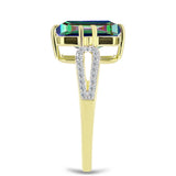 Inel din Argint 925 Placat cu Aur ( 3.7 grame ) cu Topaz Mistic și Topaz Alb 3.87 Carate