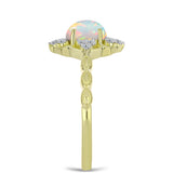 Inel din Argint 925 Placat cu Aur ( 2.36 grame ) cu Opal Welo și Topaz Alb 0.71 Carate