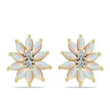 Cercei din Argint 925 Placat cu Aur ( 4.43 grame ) cu Opal Welo și Topaz Alb 2.14 Carate