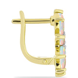 Cercei din Argint 925 Placat cu Aur ( 4.43 grame ) cu Opal Welo și Topaz Alb 2.14 Carate