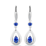 Cercei din Argint 925 ( 4.11 grame ) cu Safir Albastru Australian și Topaz Alb 1.64 Carate