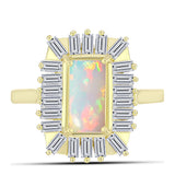 Inel din Argint 925 Placat cu Aur ( 3.8 grame ) cu Opal Welo și Zircon Alb 2.71 Carate