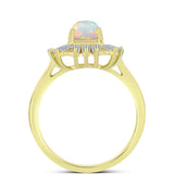 Inel din Argint 925 Placat cu Aur ( 3.8 grame ) cu Opal Welo și Zircon Alb 2.71 Carate