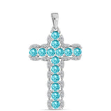 Cruce Pandantiv din Argint 925 ( 2.64 grame ) cu Cuarț Paraiba și Topaz Alb 2.22 Carate