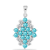 Pandantiv din Argint 925 ( 1.95 grame ) cu Cuarț Paraiba și Topaz Alb 2.41 Carate