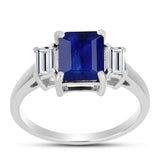 Inel din Argint 925 ( 2.92 grame ) cu Safir Albastru Australian și Topaz Alb 3.85 Carate