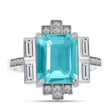 Inel din Argint 925 ( 3.86 grame ) cu Cuarț Paraiba și Topaz Alb 4.81 Carate