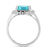 Inel din Argint 925 ( 3.86 grame ) cu Cuarț Paraiba și Topaz Alb 4.81 Carate