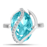 Inel din Argint 925 ( 3.66 grame ) cu Cuarț Paraiba și Topaz Alb 5.43 Carate