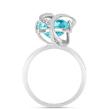 Inel din Argint 925 ( 3.66 grame ) cu Cuarț Paraiba și Topaz Alb 5.43 Carate
