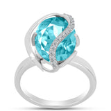 Inel din Argint 925 ( 3.66 grame ) cu Cuarț Paraiba și Topaz Alb 5.43 Carate