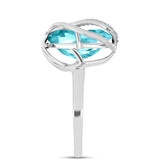 Inel din Argint 925 ( 3.66 grame ) cu Cuarț Paraiba și Topaz Alb 5.43 Carate
