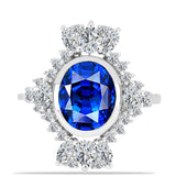 Inel din Argint 925 ( 4.36 grame ) cu Safir Albastru Australian și Topaz Alb 4.76 Carate