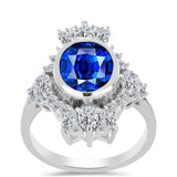 Inel din Argint 925 ( 4.36 grame ) cu Safir Albastru Australian și Topaz Alb 4.76 Carate