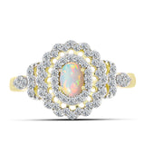 Inel din Argint 925 Placat cu Aur ( 2.96 grame ) cu Opal Welo și Topaz Alb 0.9 Carate