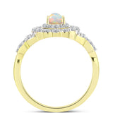 Inel din Argint 925 Placat cu Aur ( 2.96 grame ) cu Opal Welo și Topaz Alb 0.9 Carate