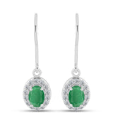 Cercei din Argint 925 ( 2.04 grame ) cu Smarald Brazilian și Topaz Alb 1.26 Carate