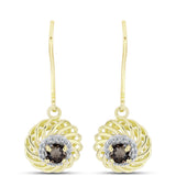 Cercei din Argint 925 Placat cu Aur ( 2.58 grame ) cu Cuarț Gondo Fumuriu și Topaz Alb 0.68 Carate