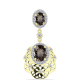 Pandantiv din Argint 925 Placat cu Aur ( 3.89 grame ) cu Cuarț Gondo Fumuriu și Topaz Alb 4.24 Carate