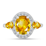 Inel din Argint 925 ( 3 grame ) cu Citrin Ural și Topaz Alb 3.59 Carate