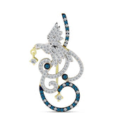 Broşă din Argint 925 Placat cu Aur ( 4.22 grame ) cu Diamant Albastru și Topaz Alb 0.94 Carate