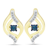 Cercei din Argint 925 Placat cu Aur ( 4.01 grame ) cu Diamant Albastru și Topaz Alb 0.27 Carate